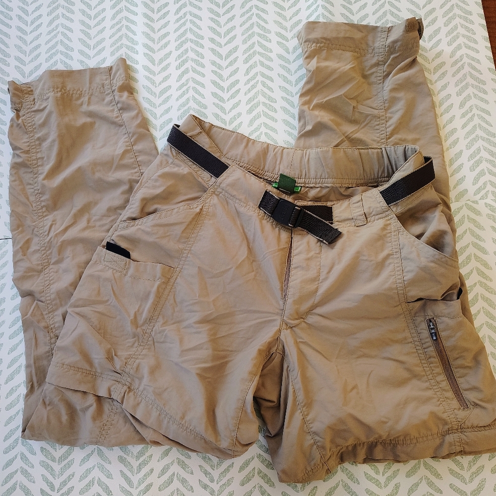 REI Cargo Pants To Shorts with Brown Belt